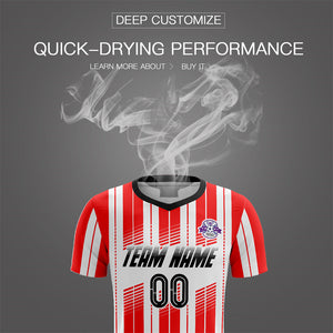 Custom Red White Design Soccer Sets Jersey