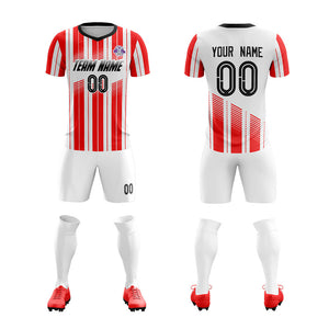 Custom Red White Design Soccer Sets Jersey