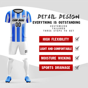 Custom Blue White Soft Soccer Sets Jersey