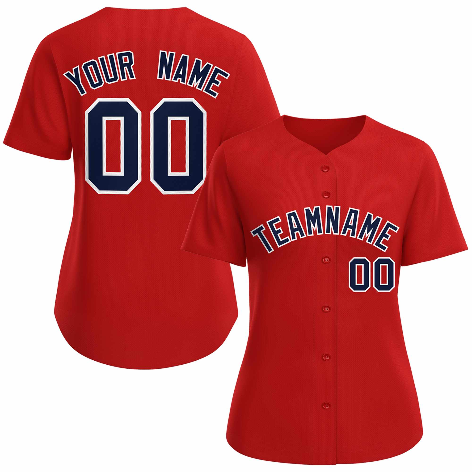 Custom Red Navy White Classic Style Baseball Jersey for Women