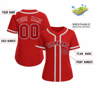 Custom Red Red Navy Classic Style Baseball Jersey for Women