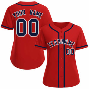 Custom Red Navy White Classic Style Baseball Jersey for Women