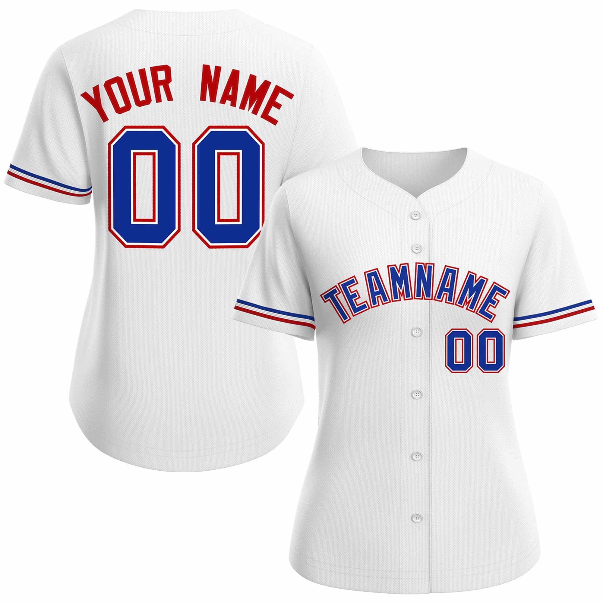 Maillot de baseball de style classique royal blanc personnalisé pour femmes