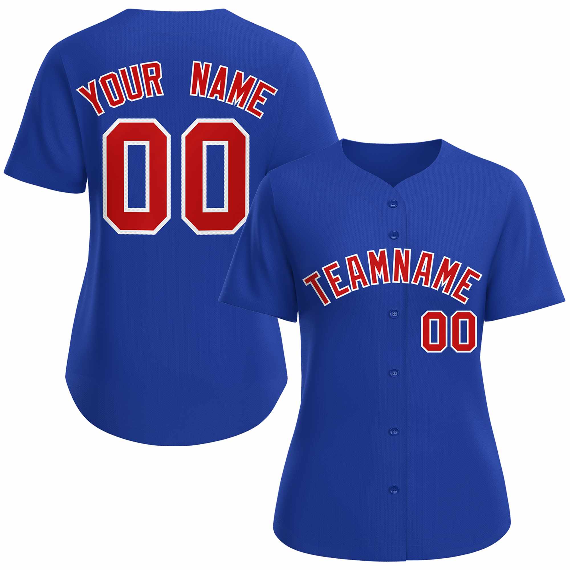 Maillot de baseball de style classique personnalisé Royal Red White pour femmes