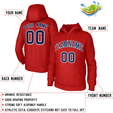 Custom Red Mens Sports Classic Style Pullover Fashion Hoodie Uniform