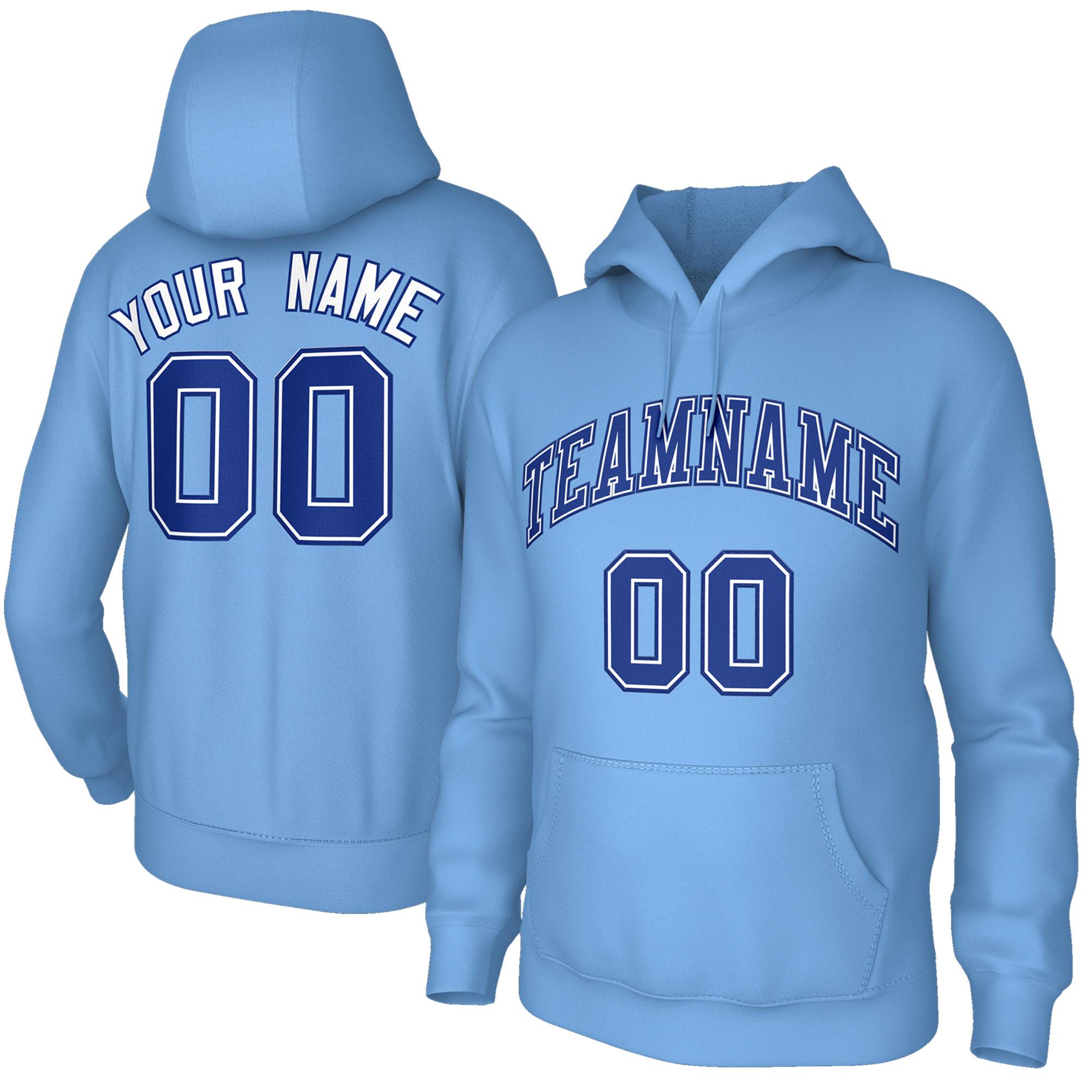 Custom Light Blue Royal-White Sports Classic Style Sweatshirt Fashion Hoodie Uniform