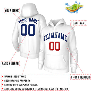 Custom White Navy Sports Classic Style Hoodie Pullover Fashion Uniform