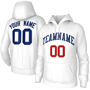 Custom White Navy Sports Classic Style Hoodie Pullover Fashion Uniform