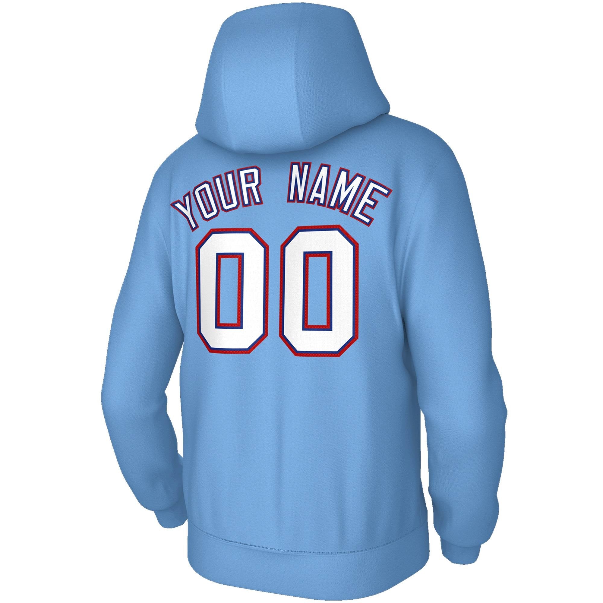 Custom Light Blue White-Red Sport Classic Style Pullover Fashion Hoodie Uniform