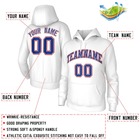 Custom White Navy-Red Sports Classic Style Hoodie Pullover Fashion Uniform