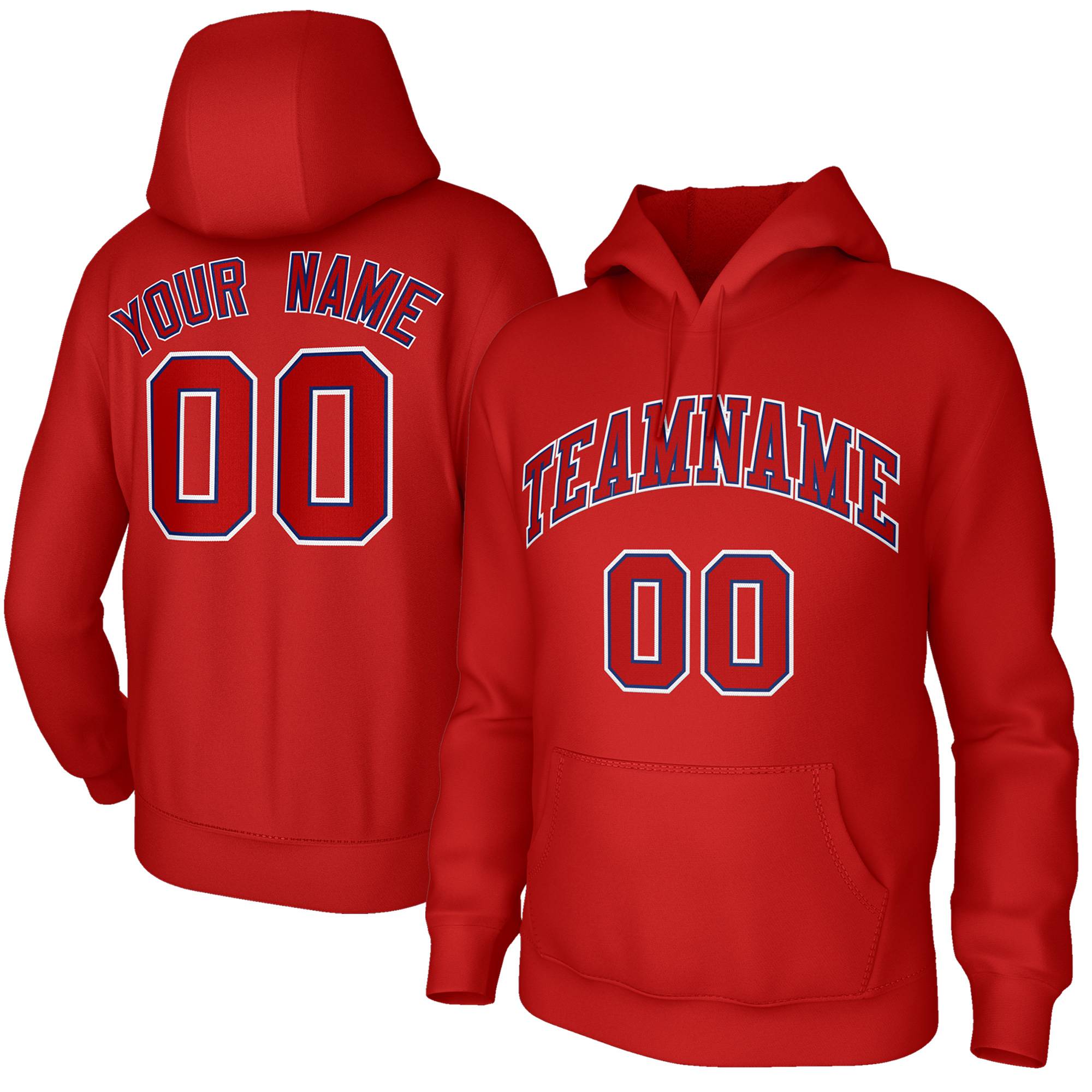 Custom Classic Style Hoodie Fashion Red Athletic Pullover Sweatshirt