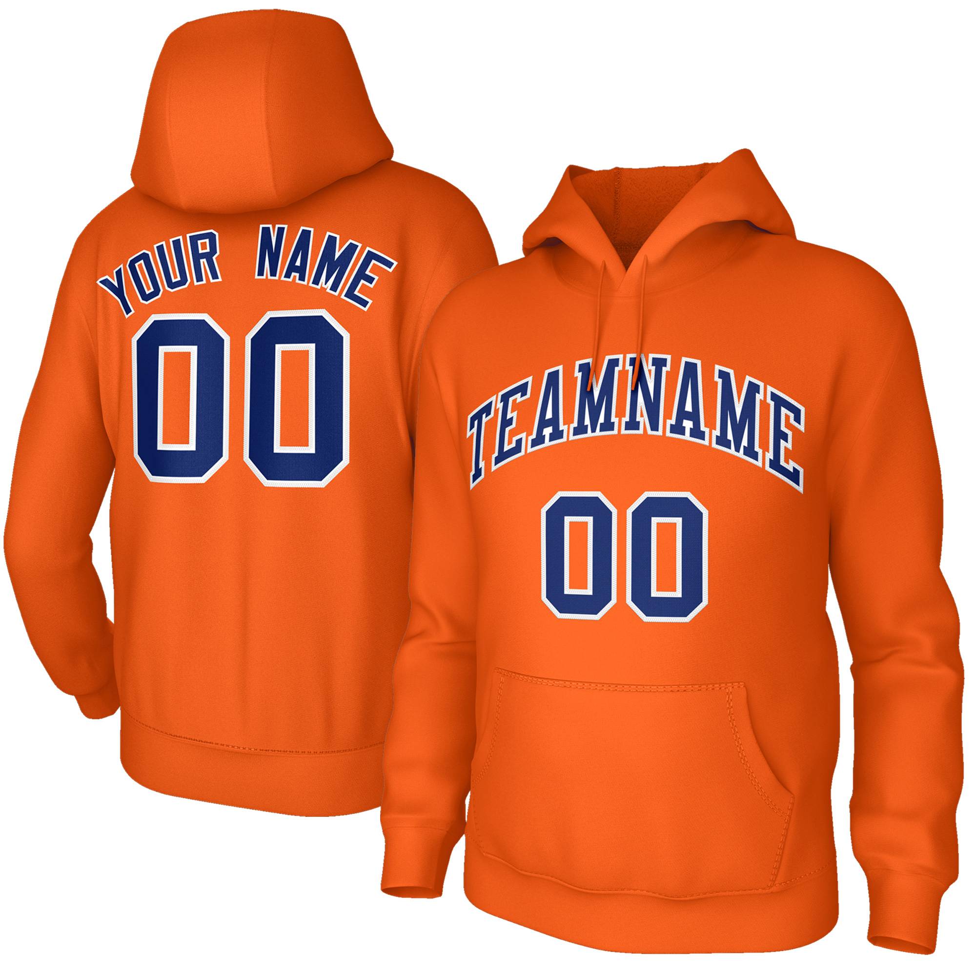 Custom Classic Style Hoodie Fashion Orange Athletic Pullover Sweatshirt