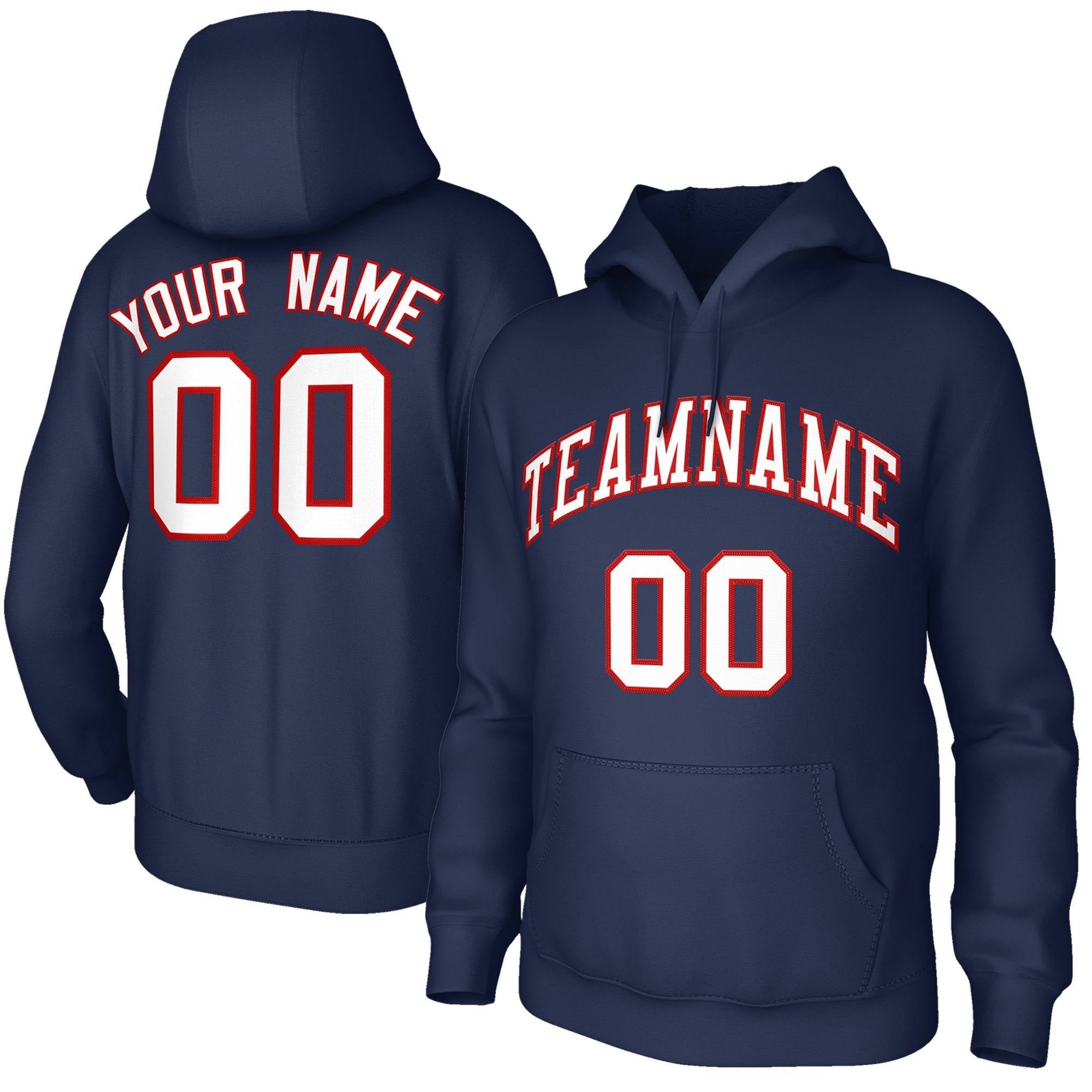 Custom Classic Style Navy Blue Hoodie Fashion Athletic Pullover Sweatshirt