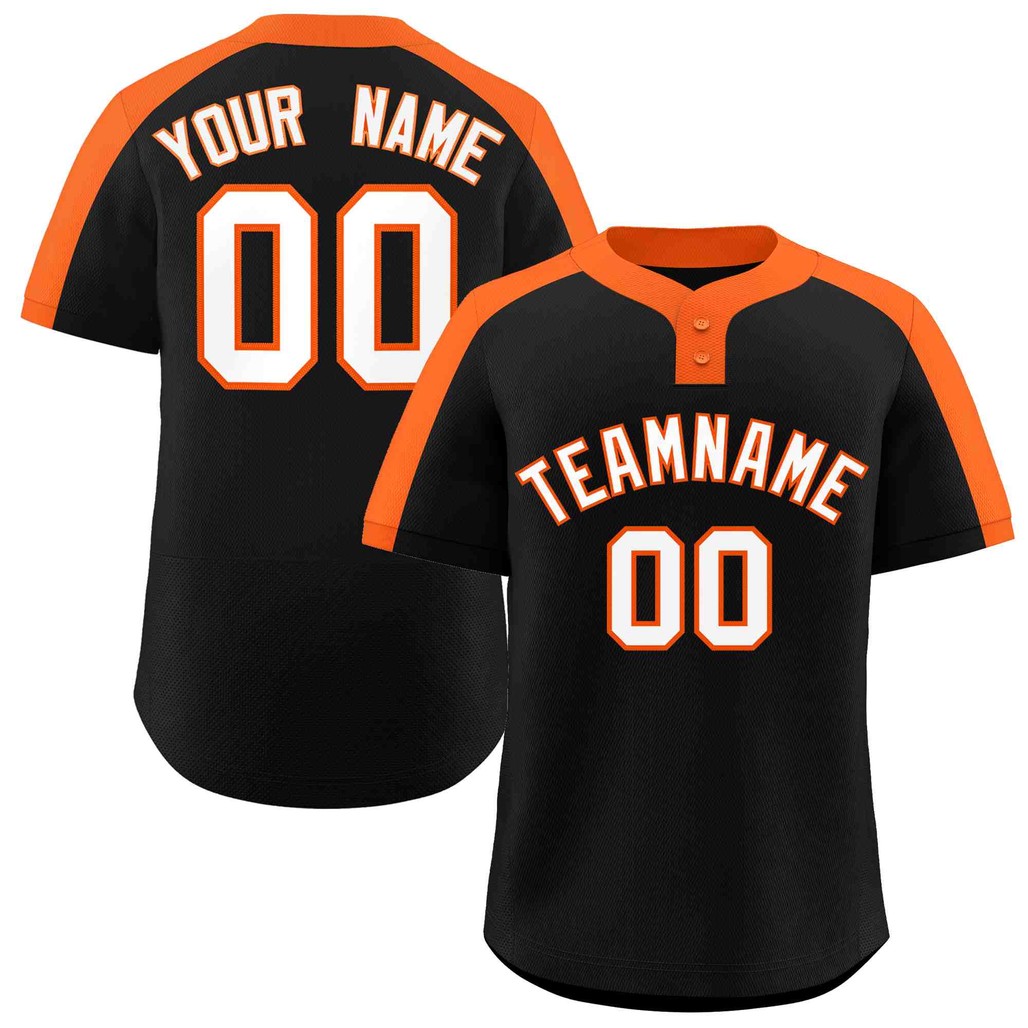 Maillot de baseball authentique à deux boutons, personnalisé, noir, blanc, Orange, style classique