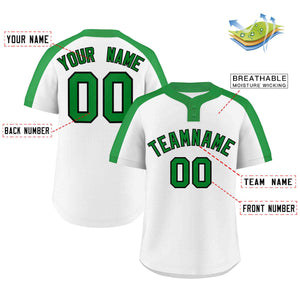 Custom White Kelly Green-Black Classic Style Authentic Two-Button Baseball Jersey