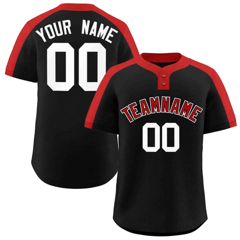 Custom Black Red-Black Classic Style Authentic Two-Button Baseball Jersey