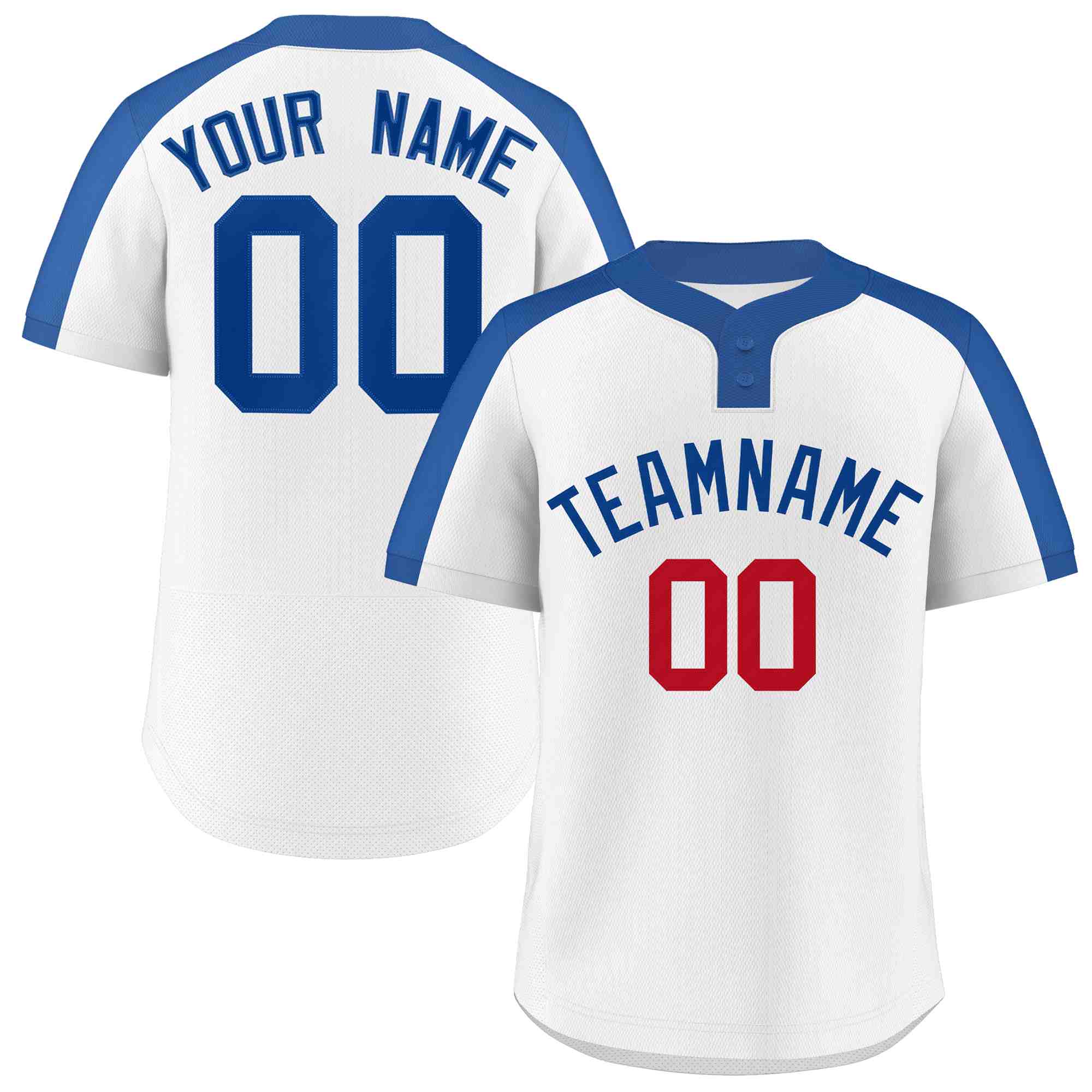 Maillot de baseball authentique à deux boutons de style classique royal blanc personnalisé