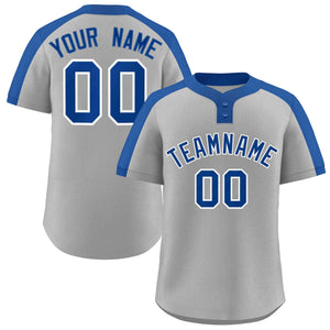 Custom Gray Royal-White Classic Style Authentic Two-Button Baseball Jersey