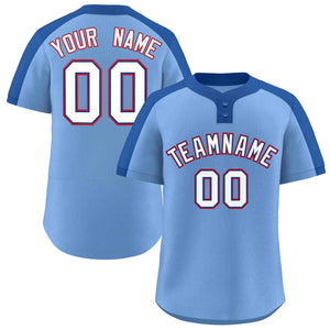 Custom Light Blue White-Royal Classic Style Authentic Two-Button Baseball Jersey