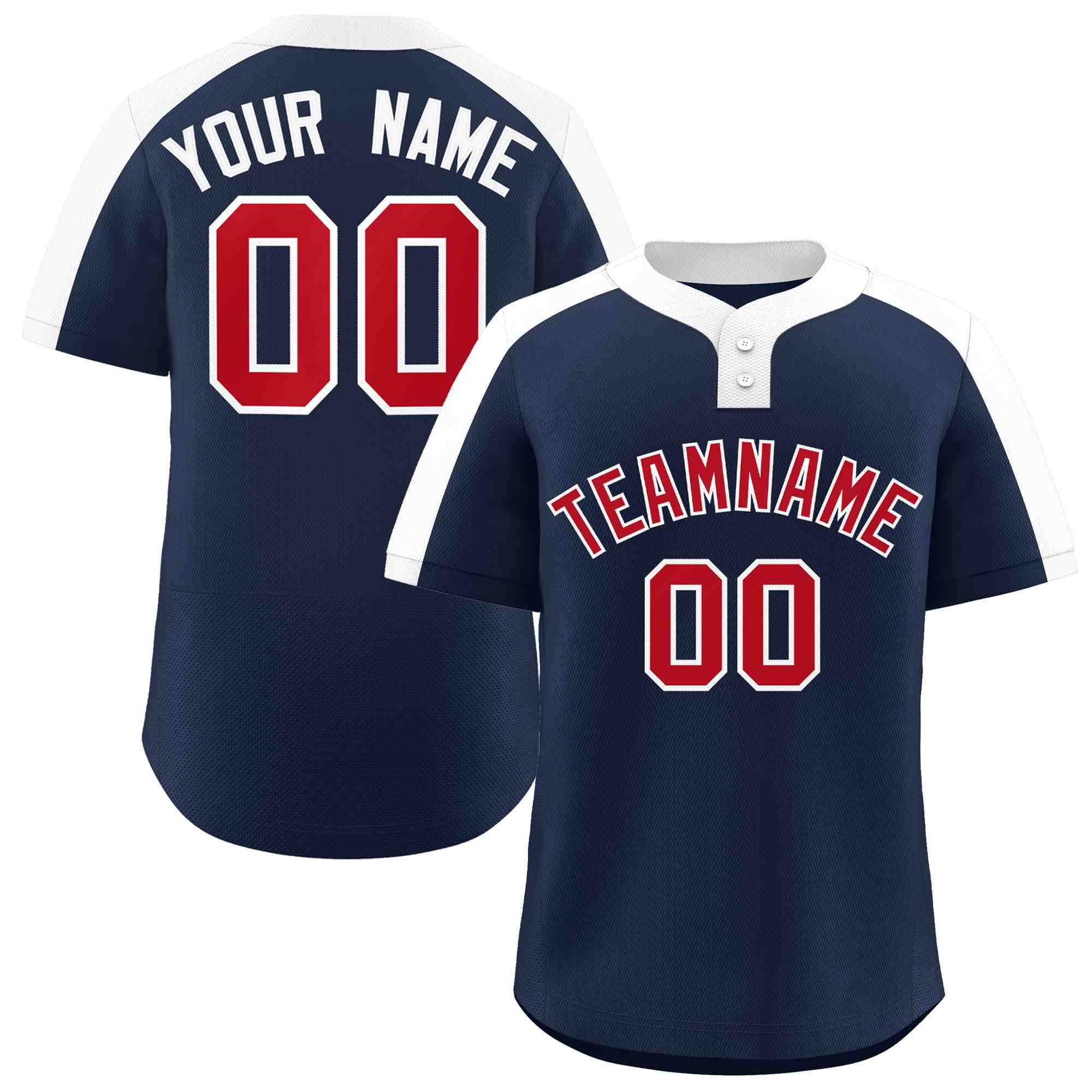 Custom Navy Red-White Classic Style Authentic Two-Button Baseball Jersey