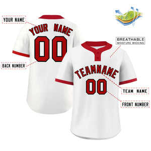 Custom White Red-Black Classic Style Authentic Two-Button Baseball Jersey