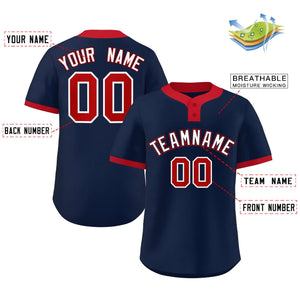 Custom Navy White-Red Classic Style Authentic Two-Button Baseball Jersey