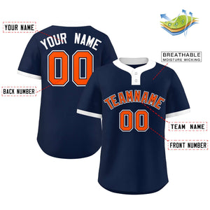 Custom Navy Orange-White Classic Style Authentic Two-Button Baseball Jersey