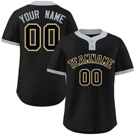 Custom Black Black-Gray Classic Style Authentic Two-Button Baseball Jersey