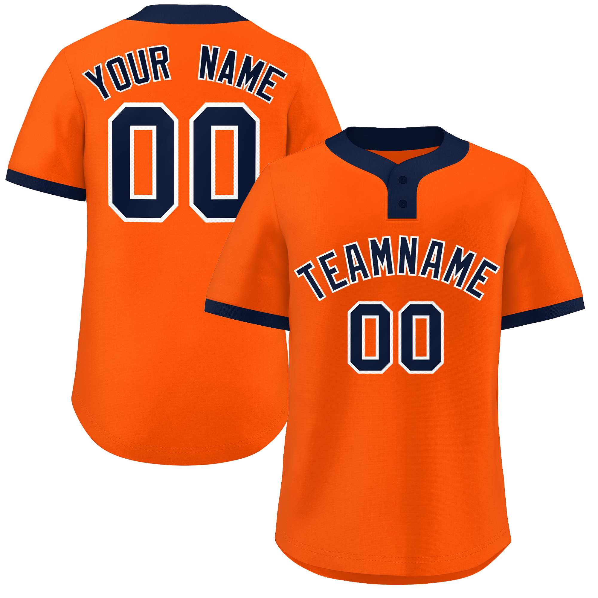 Custom Orange Navy-White Classic Style Authentic Two-Button Baseball Jersey