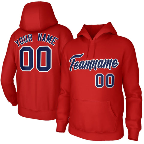 Custom Stitched Red Navy-White Classic Style Sweatshirt Pullover Hoodie