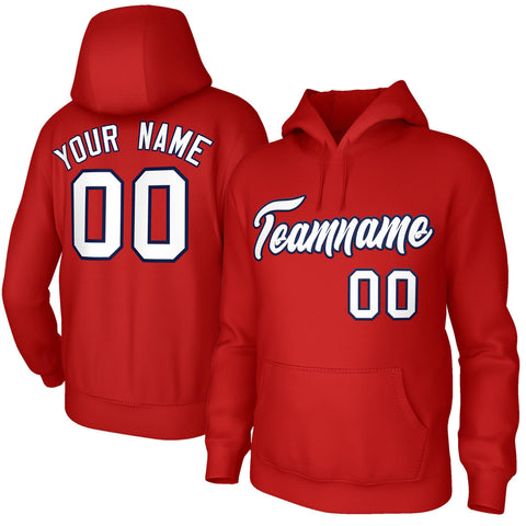 Custom Stitched Red White-Navy Classic Style Sweatshirt Pullover Hoodie