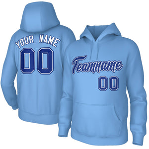 Custom Stitched Powder Blue White-Navy Classic Style Sweatshirt Pullover Hoodie