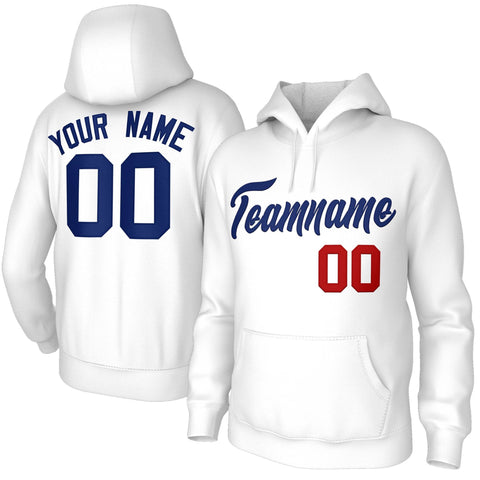 Custom Stitched White Royal Classic Style Sweatshirt Pullover Hoodie