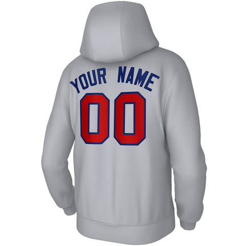 Custom Stitched Gray Red-Royal Classic Style Sweatshirt Pullover Hoodie