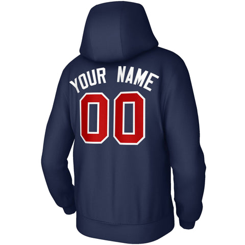 Custom Stitched Navy Red-White Classic Style Sweatshirt Pullover Hoodie
