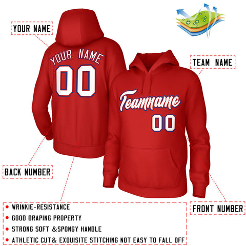 Custom Stitched Red White-Red Classic Style Sweatshirt Pullover Hoodie