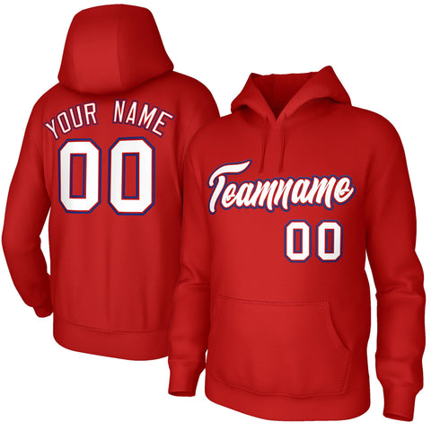 Custom Stitched Red White-Red Classic Style Sweatshirt Pullover Hoodie