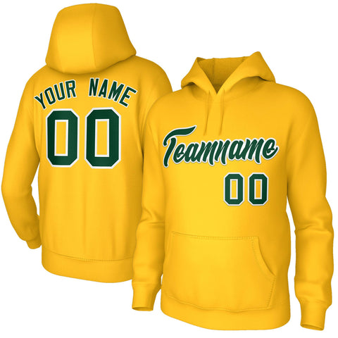 Custom Stitched Yellow Green-White Classic Style Sweatshirt Pullover Hoodie