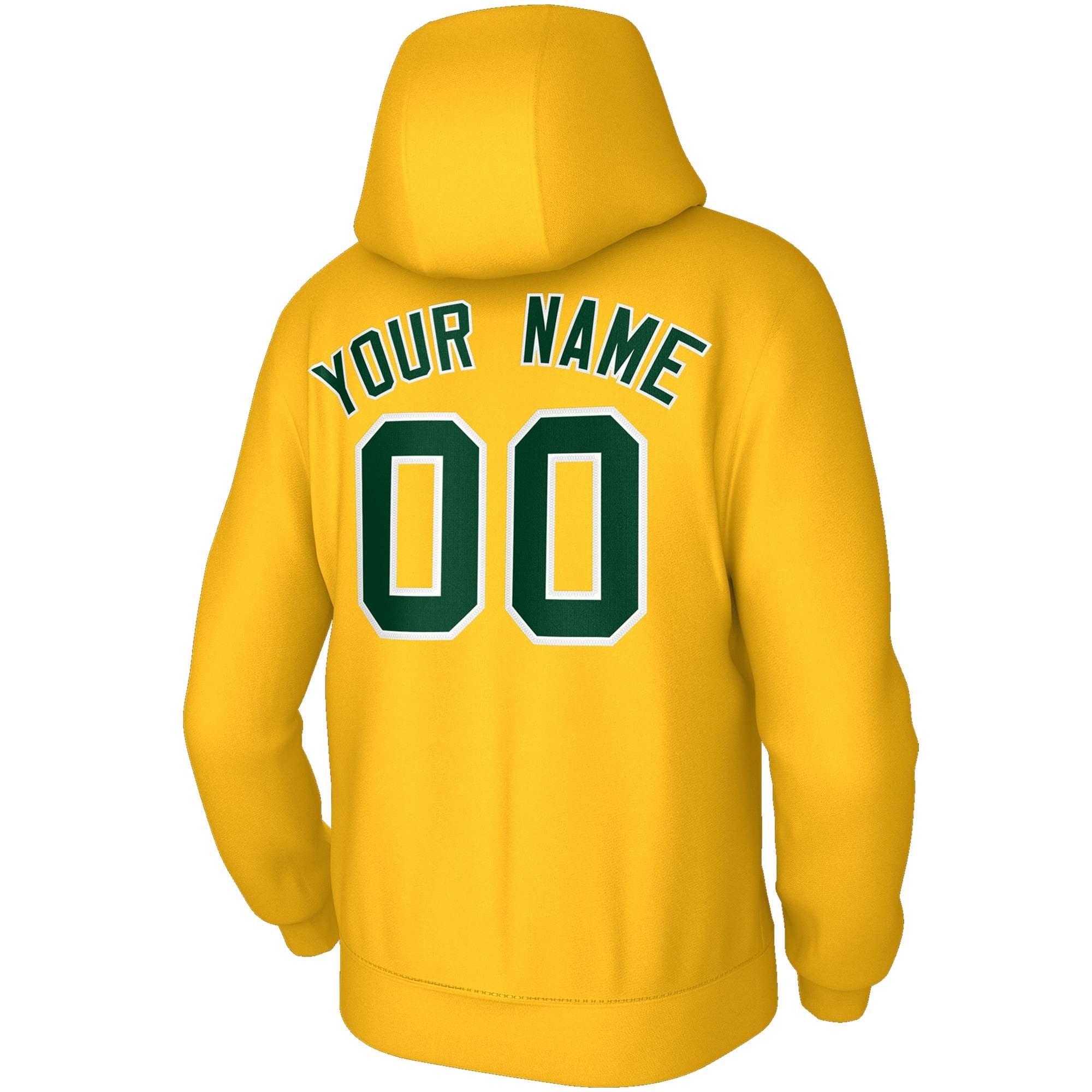 Custom Stitched Yellow Green-White Classic Style Sweatshirt Pullover Hoodie