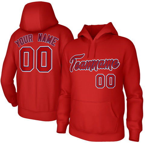 Custom Stitched Red Red-Royal Classic Style Sweatshirt Pullover Hoodie