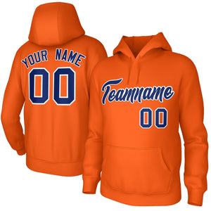 Custom Stitched Orange Royal-White Classic Style Sweatshirt Pullover Hoodie