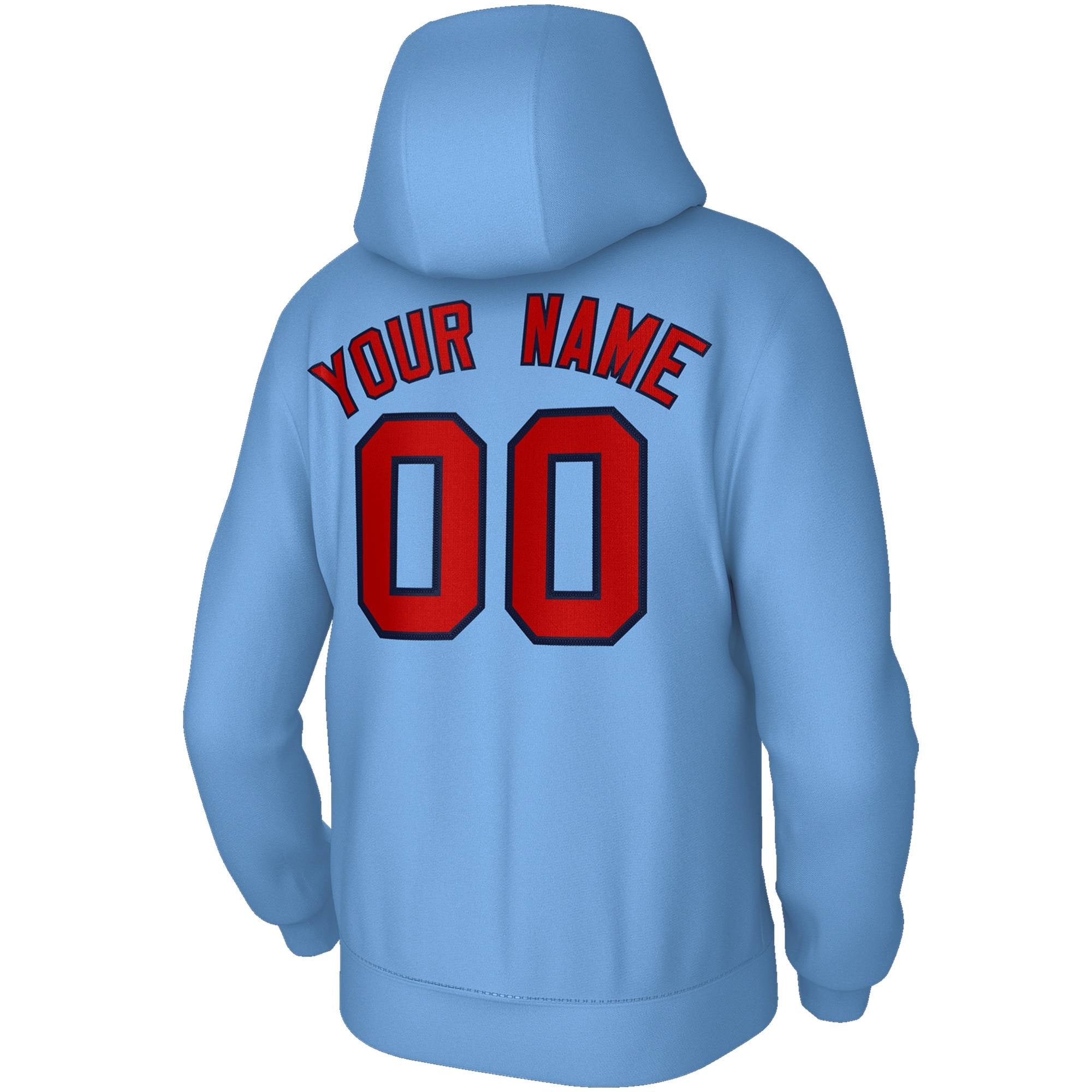 Custom Stitched Light Blue Red-Navy Classic Style Sweatshirt Pullover Hoodie