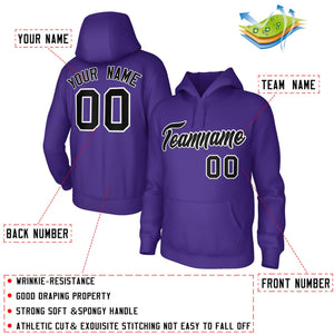 Custom Stitched Purple Black-White Classic Style Sweatshirt Pullover Hoodie