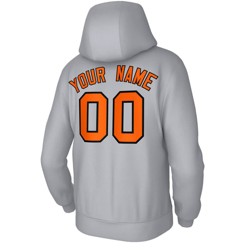 Custom Stitched Gray Orange-Black Classic Style Sweatshirt Pullover Hoodie