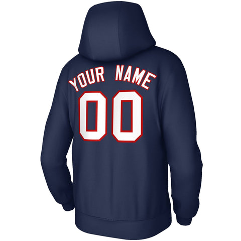 Custom Stitched Navy White-Red Classic Style Sweatshirt Pullover Hoodie