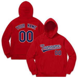 Custom Red Navy-White Classic Style Uniform Pullover Fashion Hoodie Sweatshirt