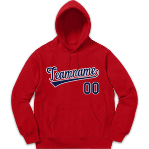 Custom Red Navy-White Classic Style Uniform Pullover Fashion Hoodie Sweatshirt