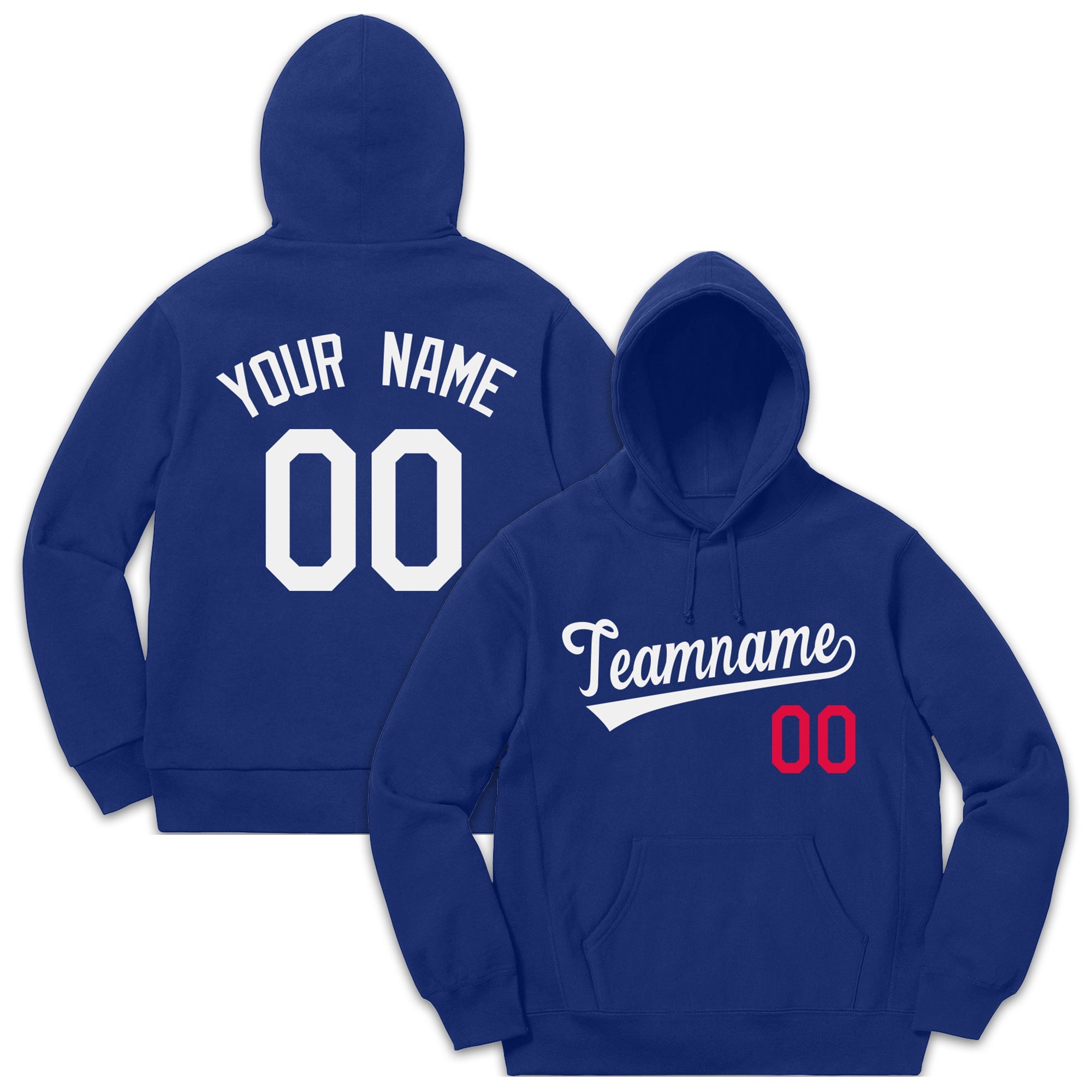 Custom Royal White Classic Style Pullover Fashion Hoodie Uniform