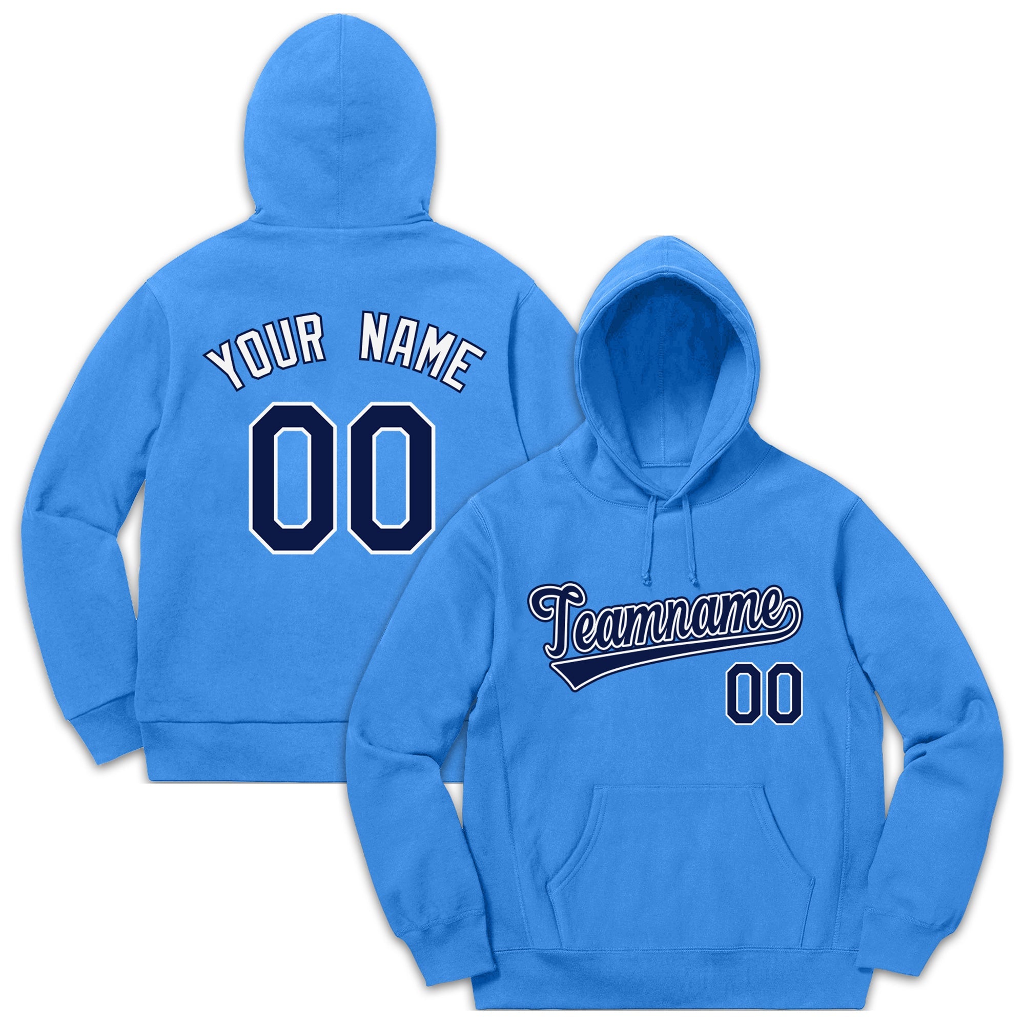 Custom Light Blue Navy-White Classic Style Sweatshirt Fashion Hoodie Uniform