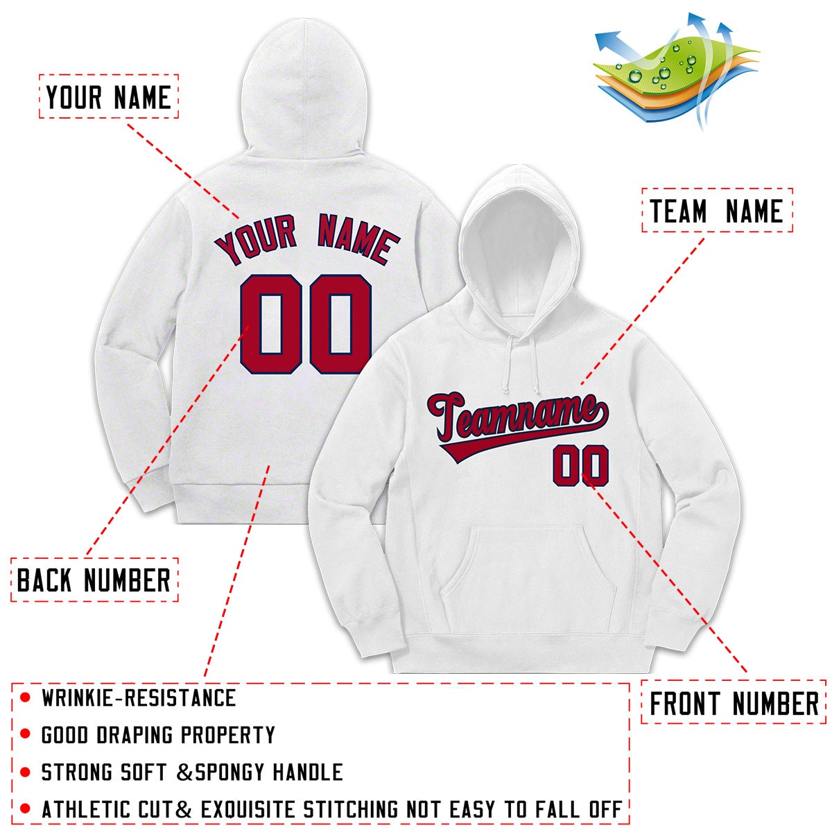 Custom White Classic Style Sweatshirt Fashion Hoodie Uniform